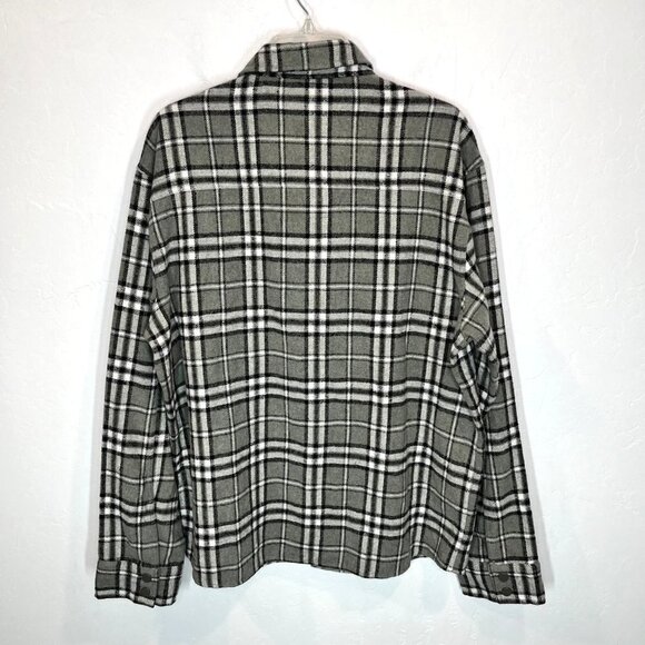 Zyia Gray Sierra Route Flannel shirt Size L wool blend button down plaid shacket - Picture 6 of 7